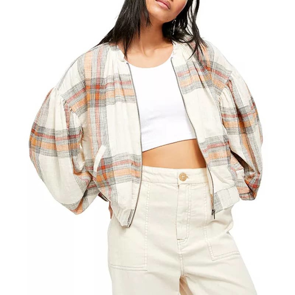 Free People Mattie Plaid Bomber Jacket